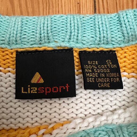 Vintage 90s LizSport Striped Knit Short Sleeve Sweater - Small - Picture 4 of 4
